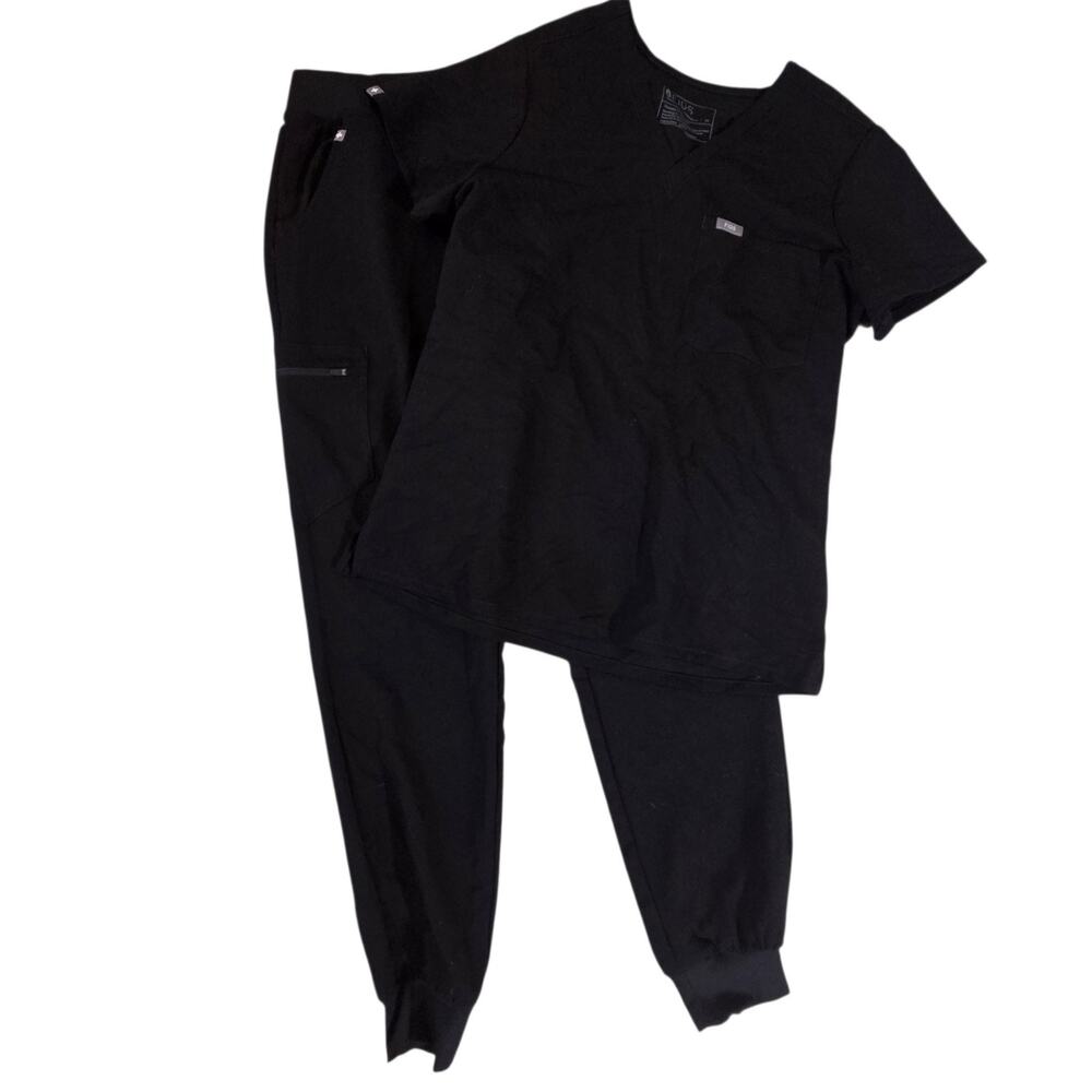 Figs Scrubs Set Women's sz M and M/T Zamora Joggers & Top Black